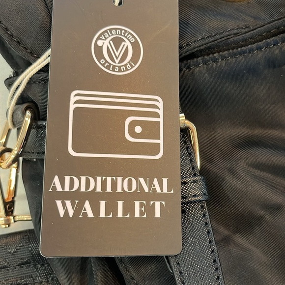 Valentino Orlandi Crossbody Bag Black Vegan Leather Nylon Wallet Zip Picket NWT - Picture 7 of 16